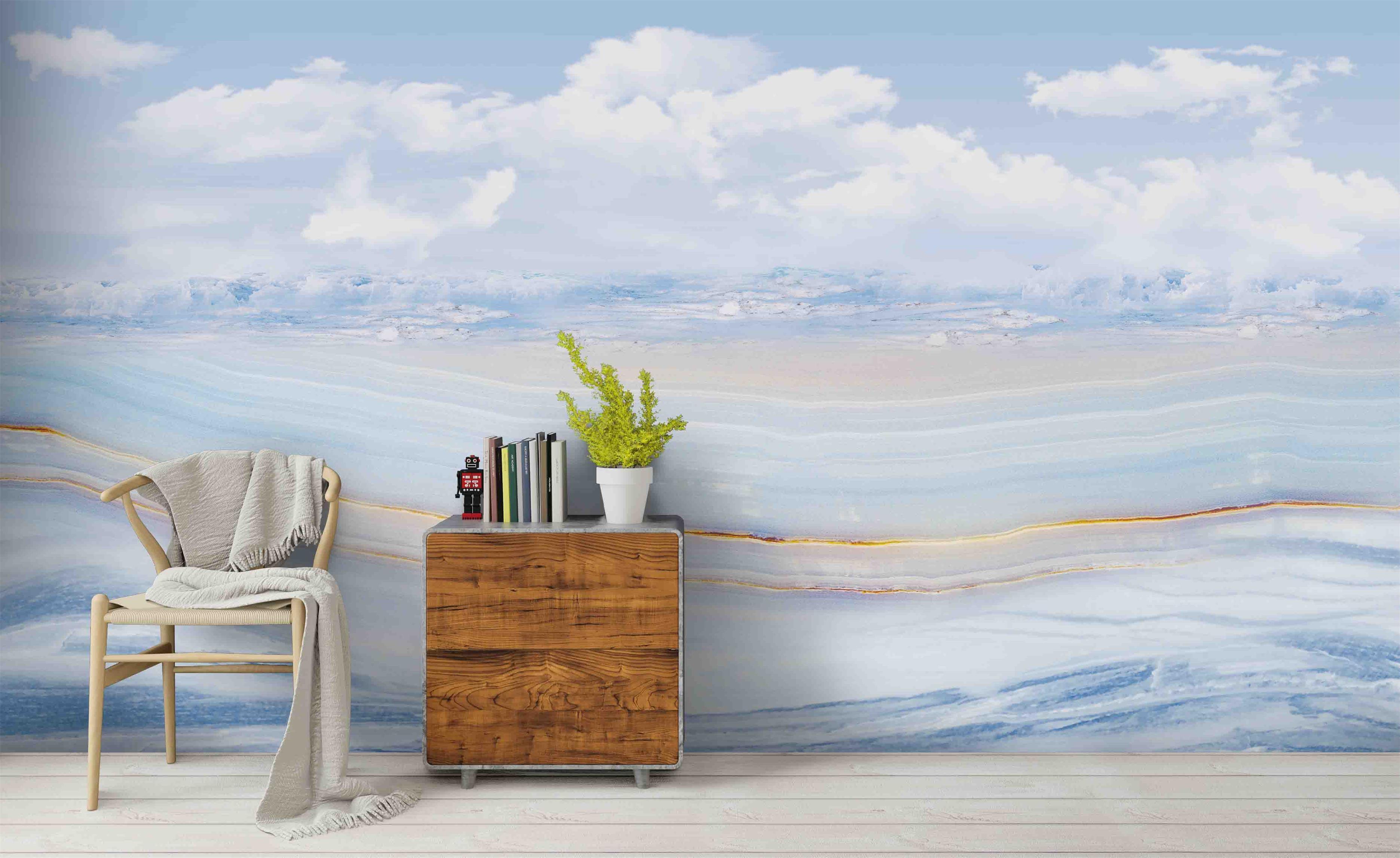 3D Blue Sky White Clouds Marble Wall Mural Wallpaper 41- Jess Art Decoration