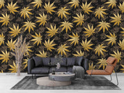 3D Hand Drawn Golden Maple Leaf Wall Mural Wallpaper LQH 53- Jess Art Decoration
