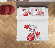3D White Cat Balloon Quilt Cover Set Bedding Set Duvet Cover Pillowcases SF161- Jess Art Decoration