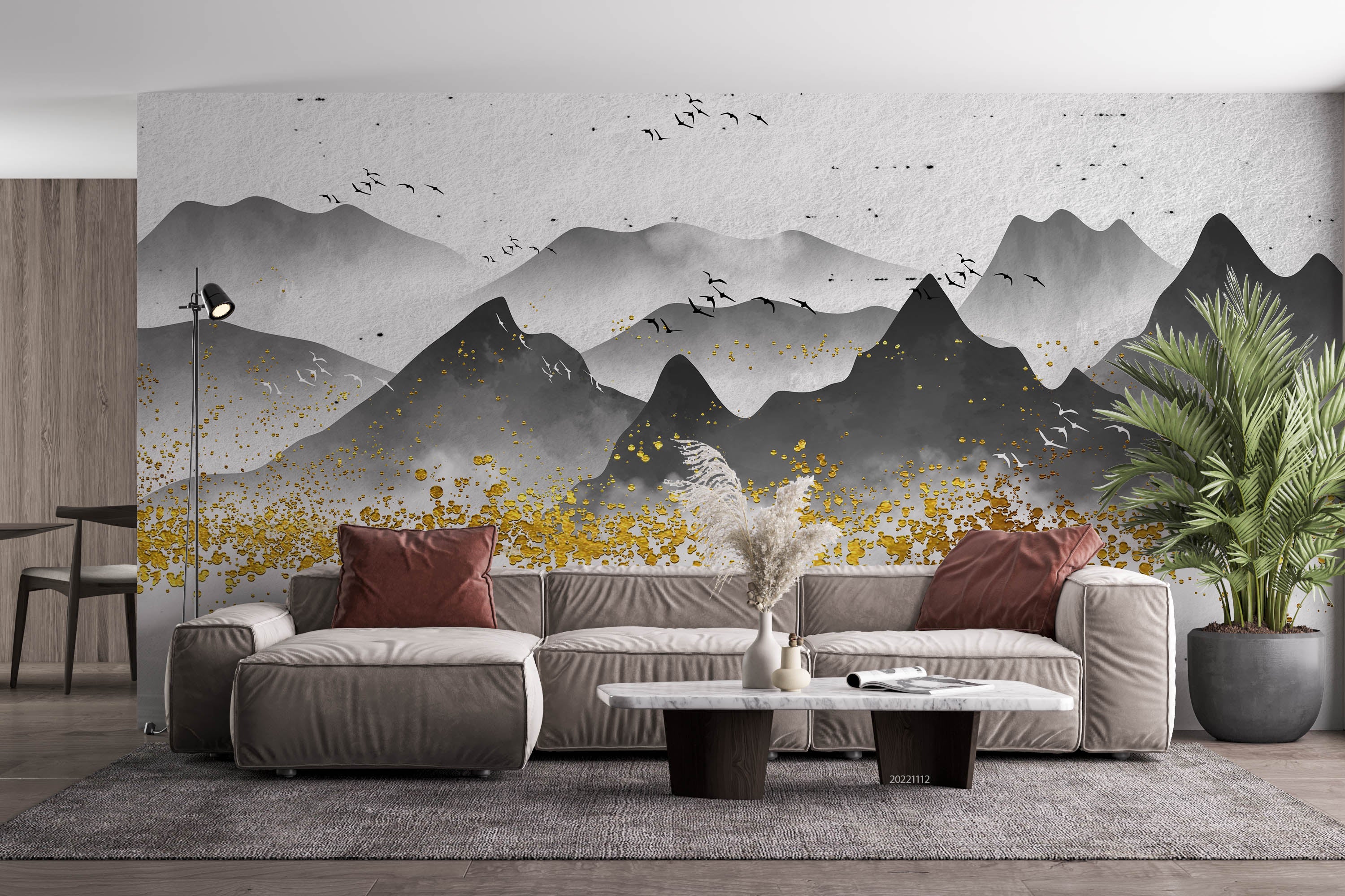 3D Abstract Black Mountain Bird Landscape Ink Painting Wall Mural Wallpaper GD 2466- Jess Art Decoration