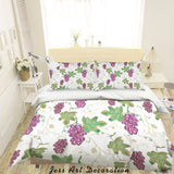 3D Purple Grape Leaves Quilt Cover Set Bedding Set Pillowcases 2- Jess Art Decoration