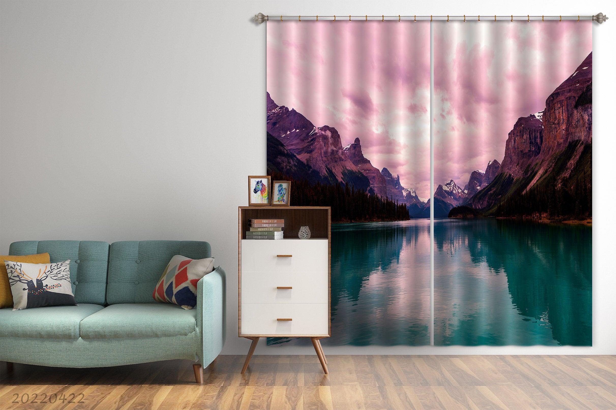 3D Landscape Peak Canyon River Tree Curtains and Drapes GD 4180- Jess Art Decoration