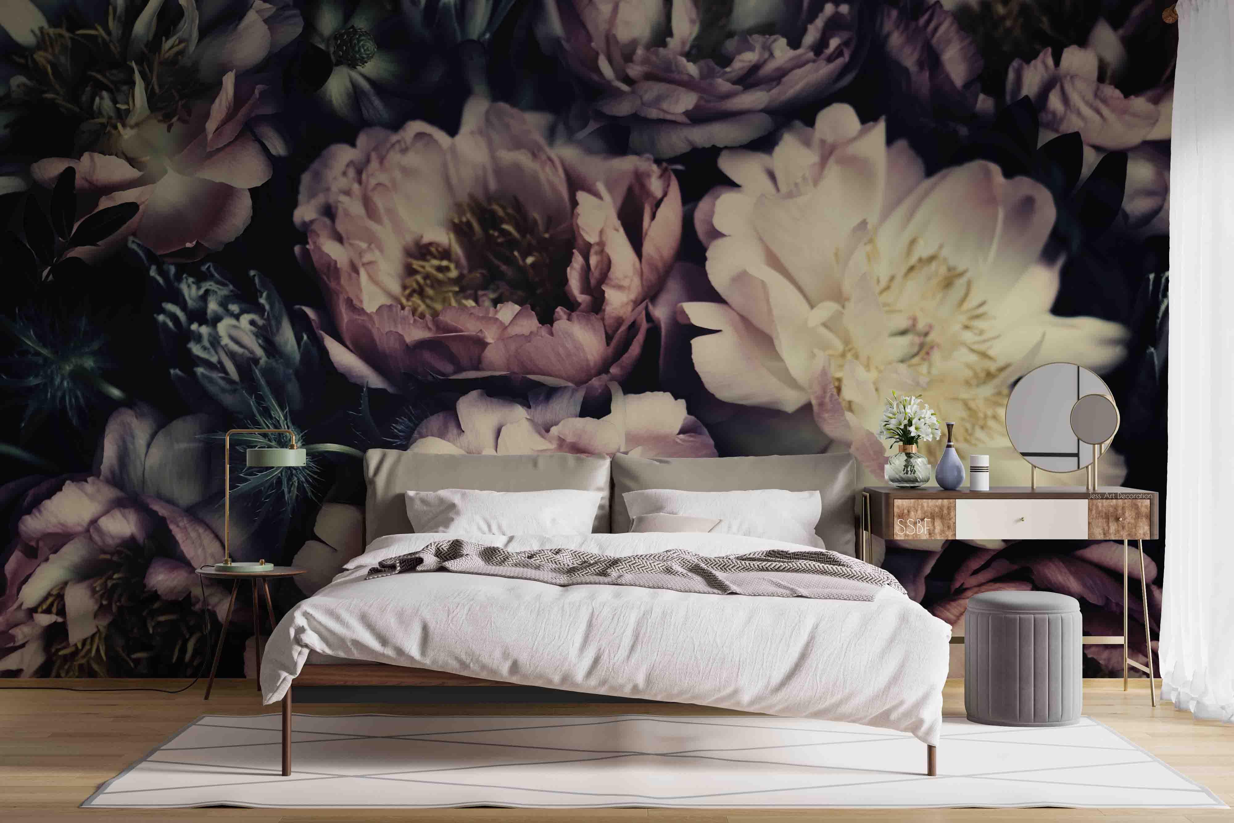 3D Vintage Watercolor Baroque Art Blooming Peony Background Wall Mural Wallpaper GD 3578- Jess Art Decoration