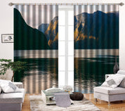 3D Mountain Forest River Nature Landscape Curtains and Drapes LQH 9- Jess Art Decoration
