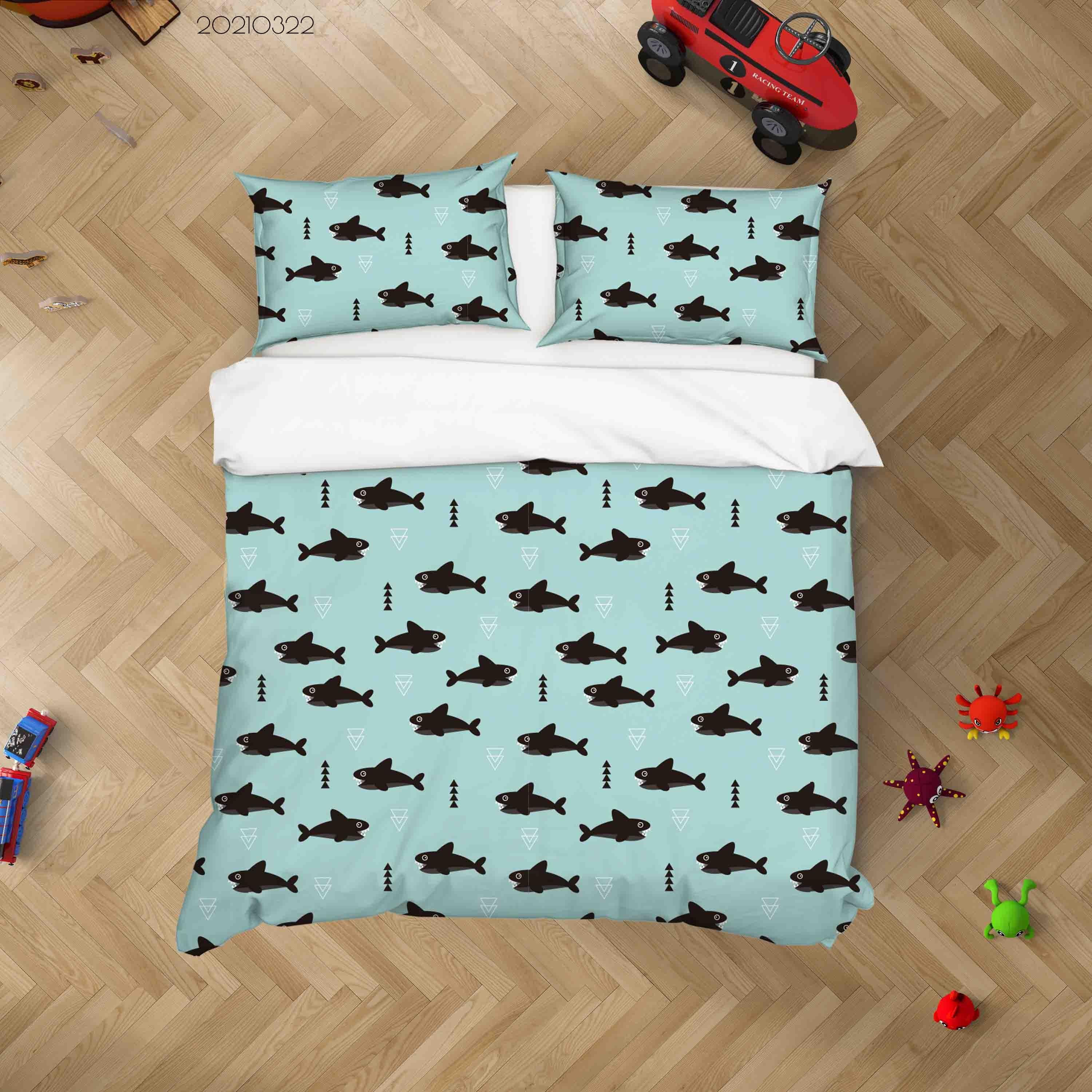 3D Watercolor Sealife Shark Quilt Cover Set Bedding Set Duvet Cover Pillowcases 33 LQH- Jess Art Decoration