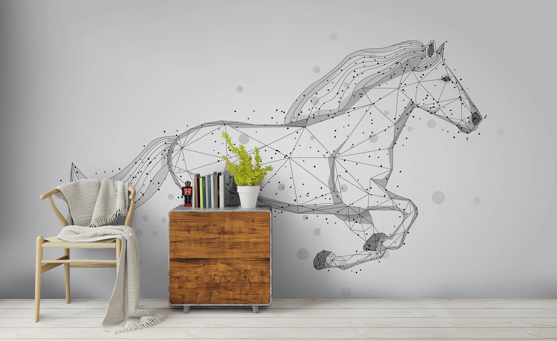 3D Abstract Grey Horse Wall Mural Wallpaper 42 LQH- Jess Art Decoration