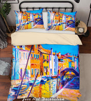 3D Venice Water City Oil Painting Quilt Cover Set Bedding Set Duvet Cover Pillowcases A079 LQH- Jess Art Decoration