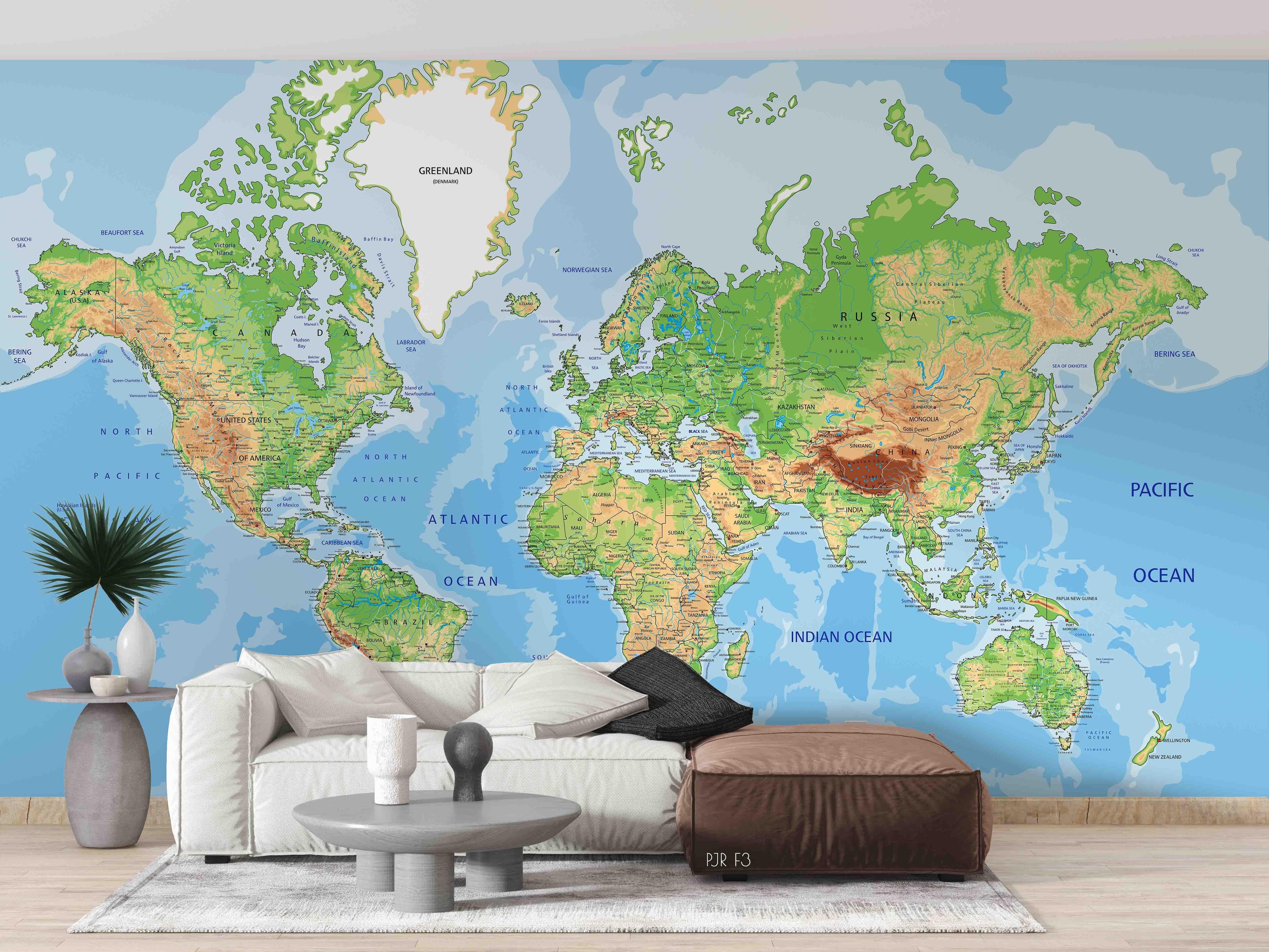 3D Colorful World Map Wall Mural Wallpaper LXL 776- Jess Art Decoration