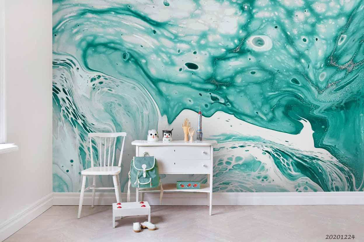 3D Watercolor Green Marble Pattern Wall Mural Wallpaper LQH 208- Jess Art Decoration