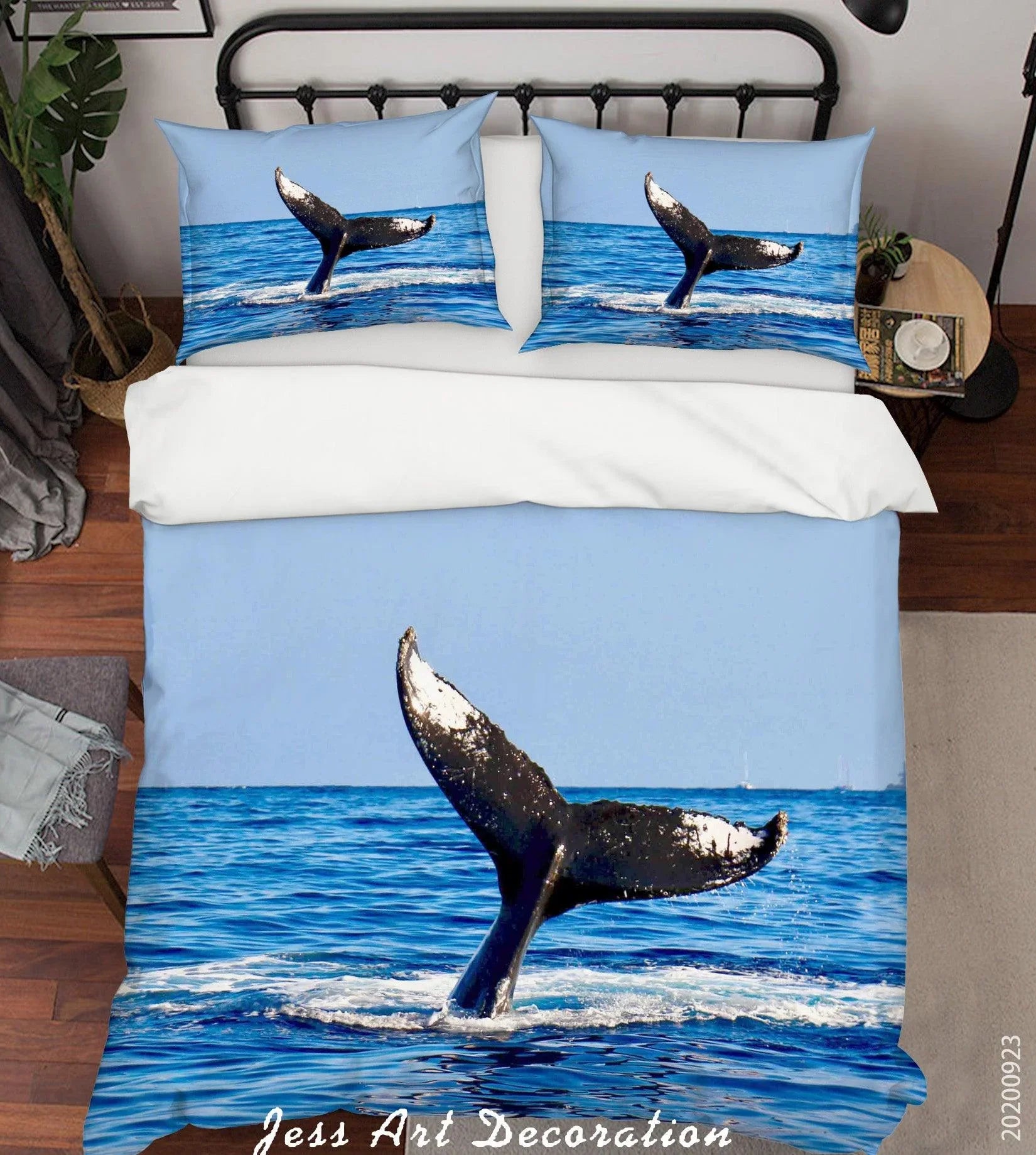 3D Nature Animal Whale Tail Quilt Cover Set Bedding Set Duvet Cover Pillowcases WJ 6301- Jess Art Decoration