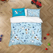 3D Hand Drawn Animal Dog Bone Blue Quilt Cover Set Bedding Set Duvet Cover Pillowcases 88- Jess Art Decoration