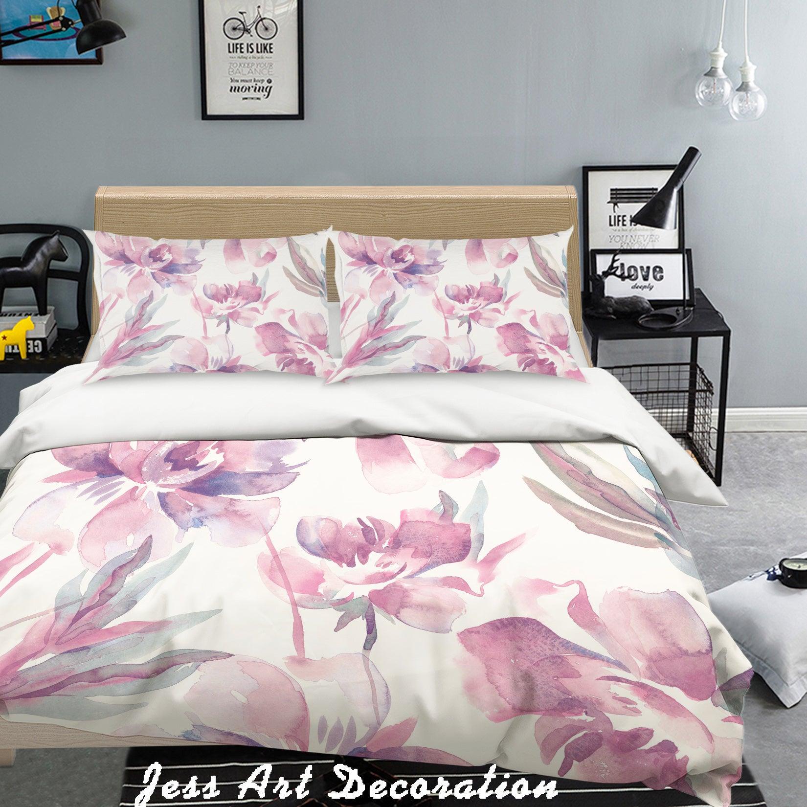 3D Pink Flowers Quilt Cover Set Bedding Set Pillowcases  186- Jess Art Decoration