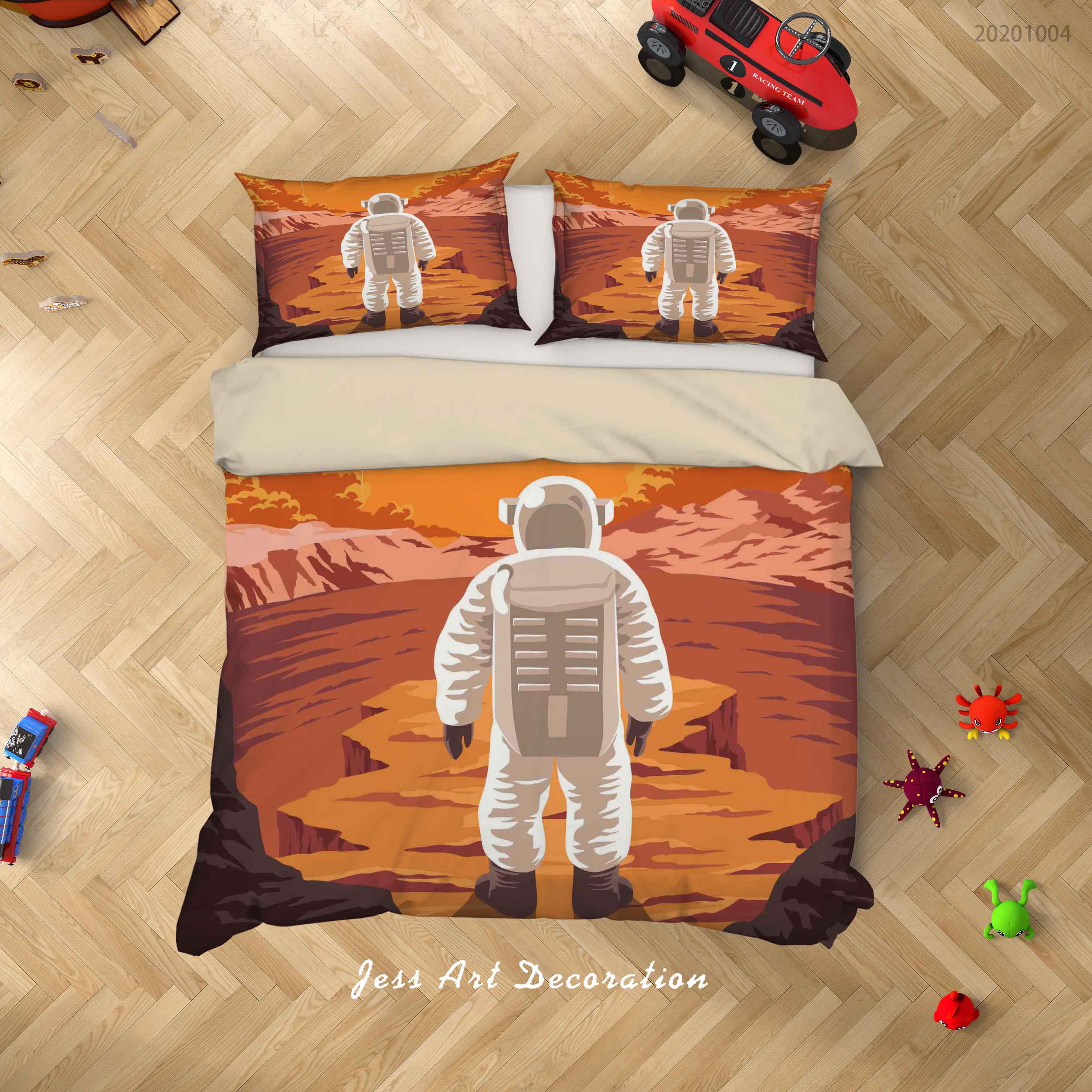 3D Planet Moon Astronaut Quilt Cover Set Bedding Set Duvet Cover Pillowcases WJ 9329- Jess Art Decoration