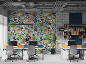 3D Cartoon Color Monster Graffiti Wall Mural Wallpaper LQH 178- Jess Art Decoration