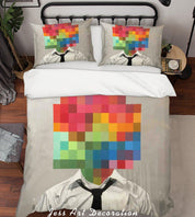 3D Abstract Colorful Figure Suit Man Quilt Cover Set Bedding Set Duvet Cover Pillowcases LXL- Jess Art Decoration