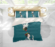 3D Dark Green Retro Kimono Woman Quilt Cover Set Bedding Set Pillowcases 50- Jess Art Decoration