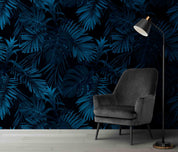 3D Abstract Vintage Dark Blue Leaves Pattern Wall Mural Wallpaper GD 3627- Jess Art Decoration