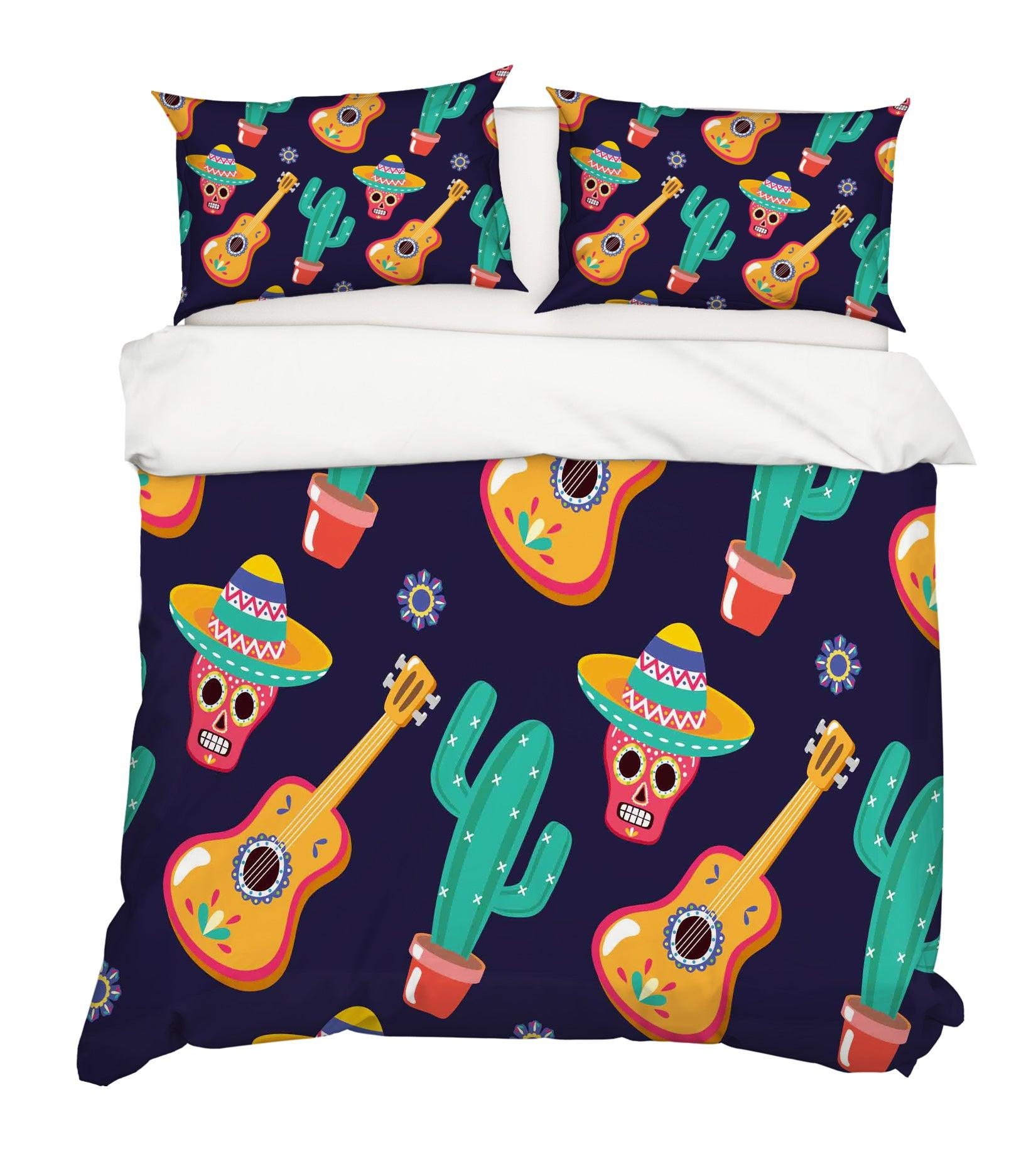 3D Cartoon Guitar Cactus Quilt Cover Set Bedding Set Pillowcases 71- Jess Art Decoration