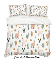 3D Cartoon Alpaca Cactus Quilt Cover Set Bedding Set Pillowcases 141- Jess Art Decoration