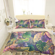 3D Tropical Green Leaves Quilt Cover Set Bedding Set Duvet Cover Pillowcases A030 LQH- Jess Art Decoration