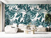 3D Vintage Tropical Leaves Dark Green Wall Mural Wallpaper GD 1258- Jess Art Decoration