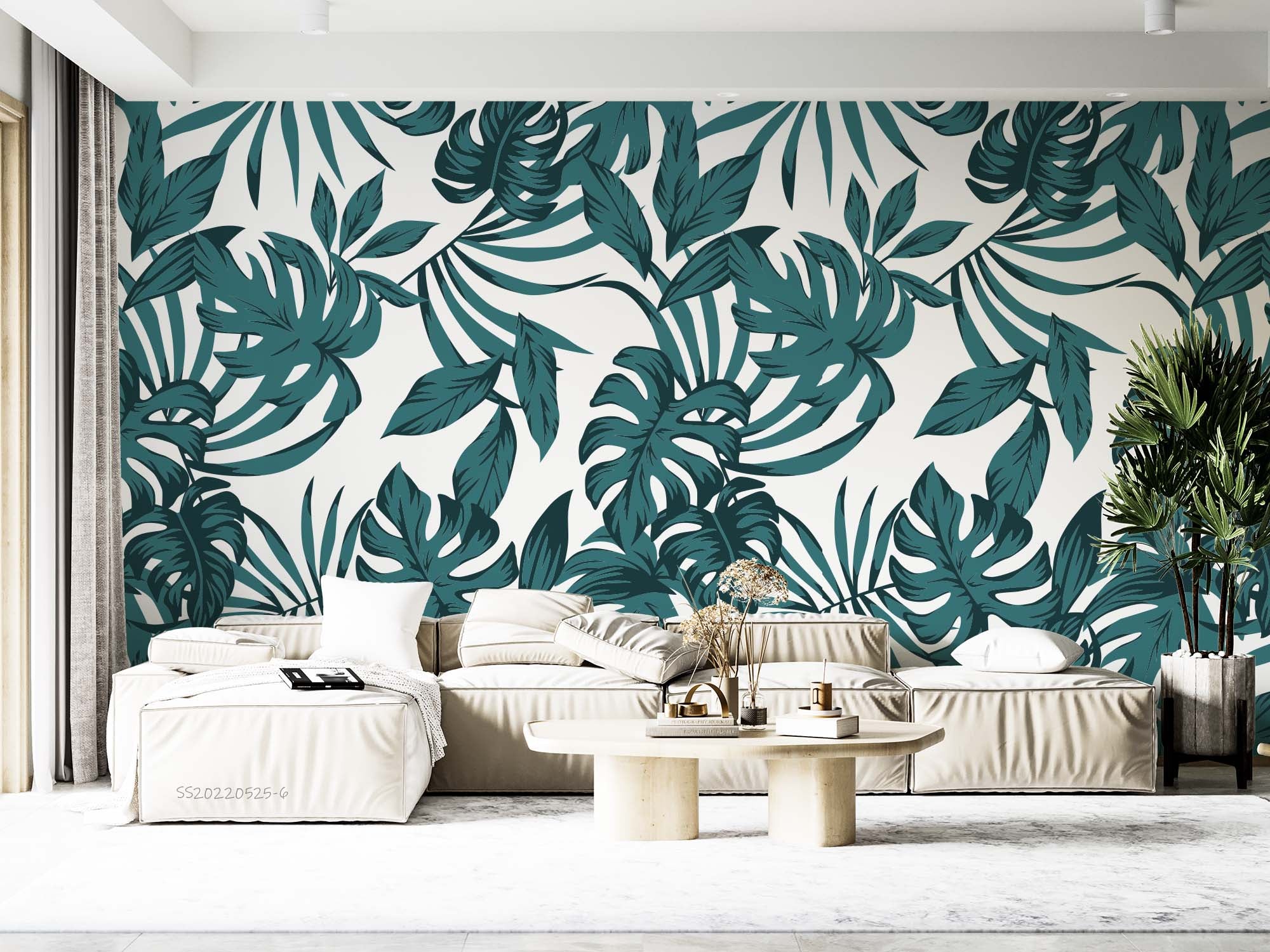 3D Vintage Tropical Leaves Dark Green Wall Mural Wallpaper GD 1258- Jess Art Decoration