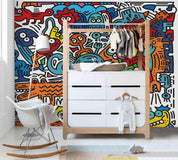 3D Graffiti Cartoon Wall Mural Wallpaper SF34- Jess Art Decoration