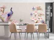 3D Chinese Peacock Magnolia Floral Butterfly Wall Mural Wallpaper GD 70- Jess Art Decoration