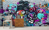 3D Colourful Abstract Graffiti Art Monster Wall Mural Wallpaper ZY D83- Jess Art Decoration