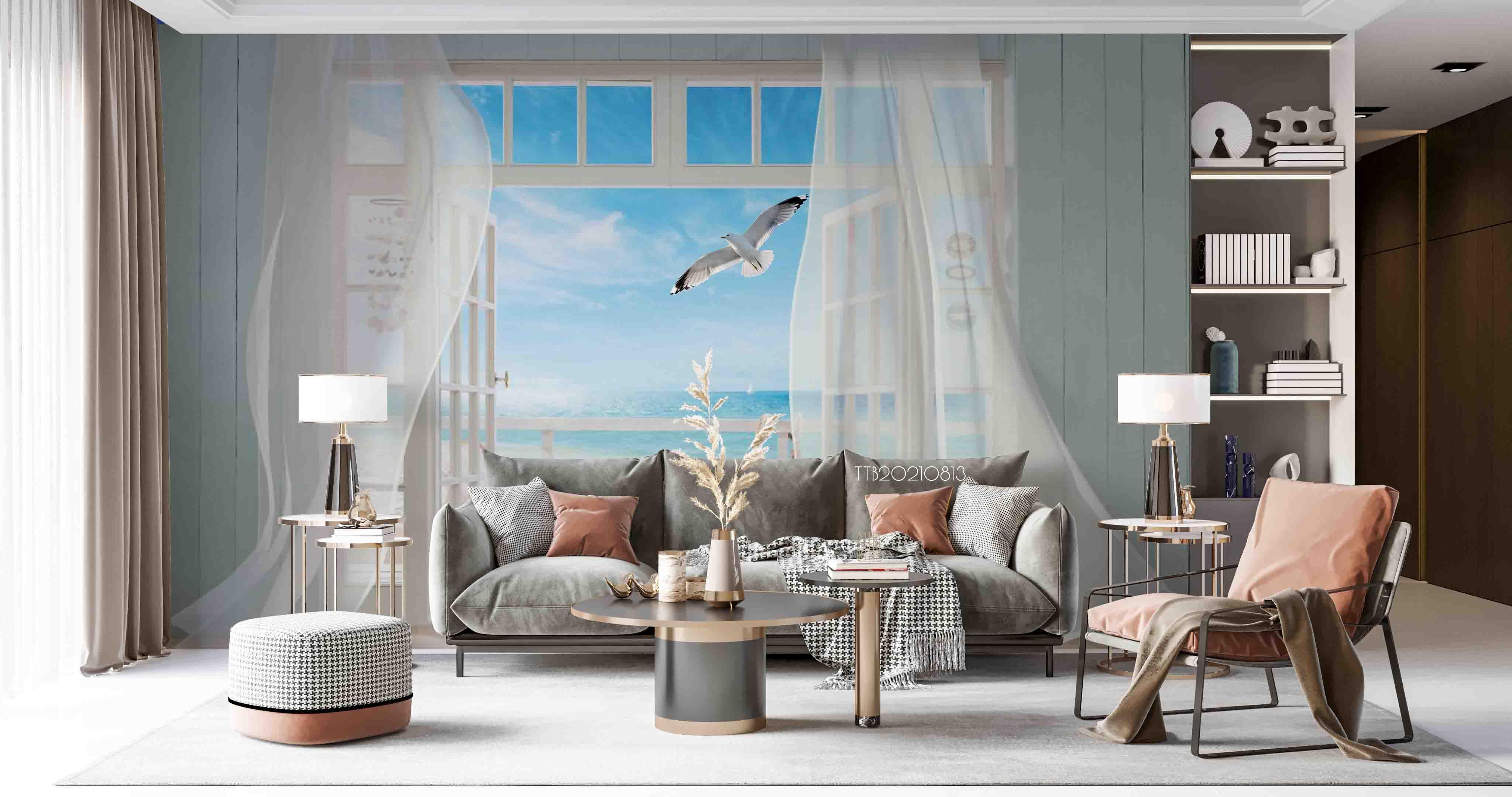3D Window Sea View Seabirds Wall Mural Wallpaper SWW5120- Jess Art Decoration