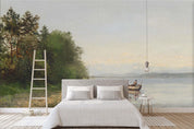 3D lakeside scenery oil painting wall mural wallpaper 48- Jess Art Decoration