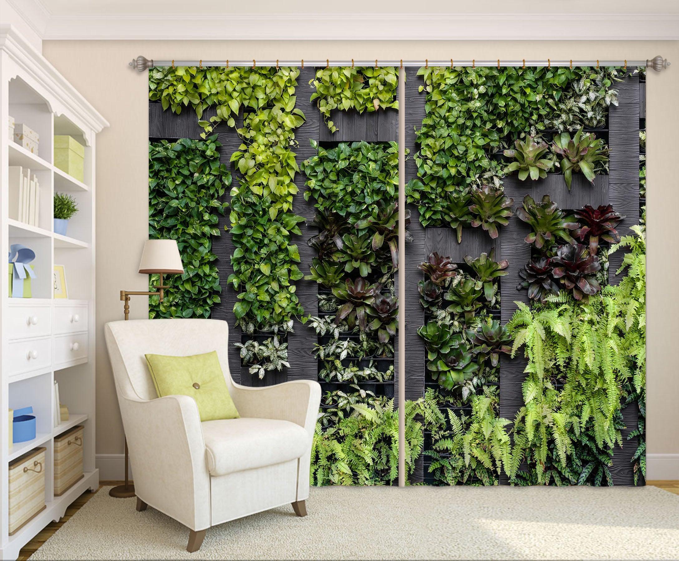 3D Green Plant Wall Curtains and Drapes LQH A600- Jess Art Decoration