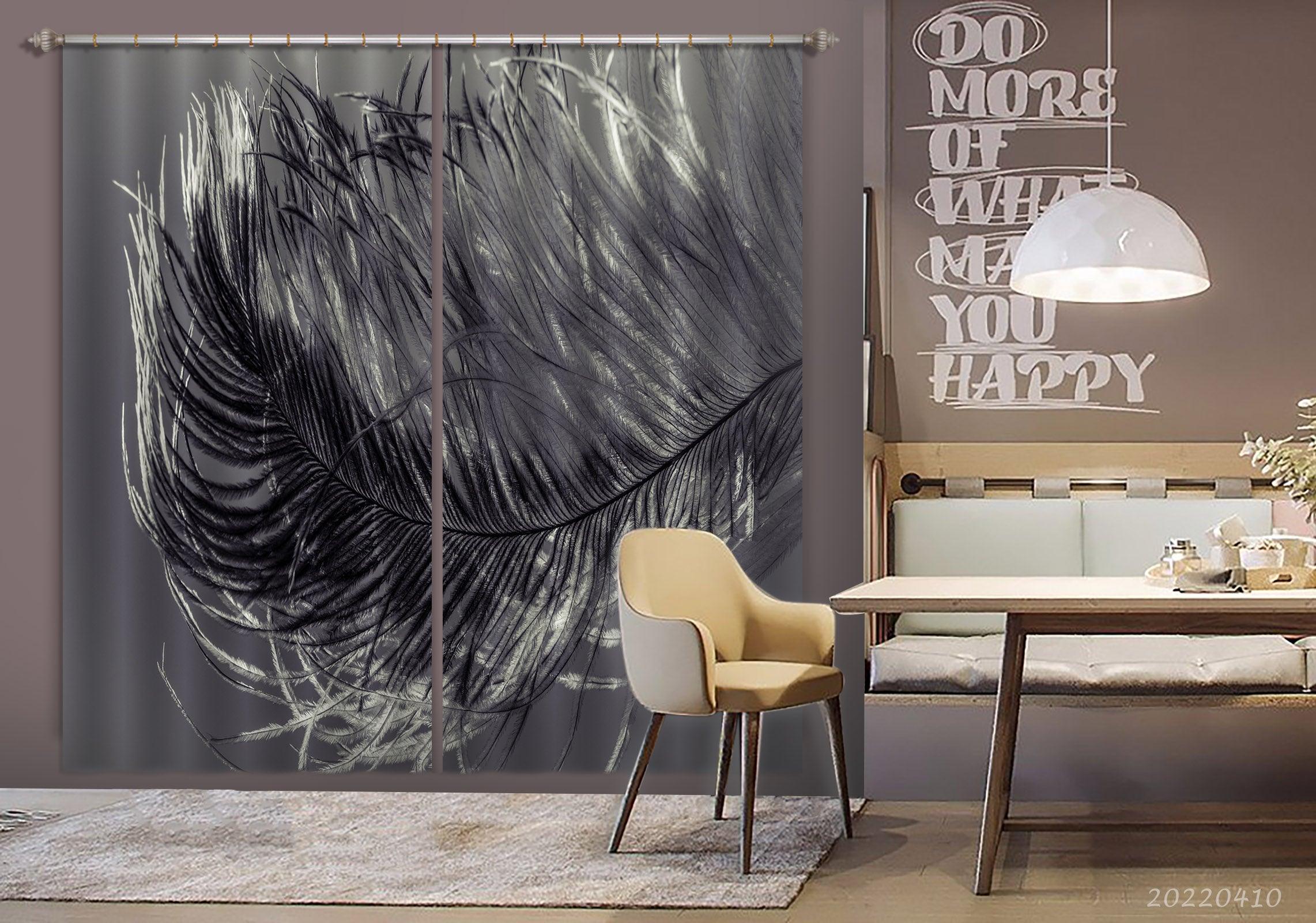 3D Abstract Bird Wing Black Curtains and Drapes GD 3982- Jess Art Decoration