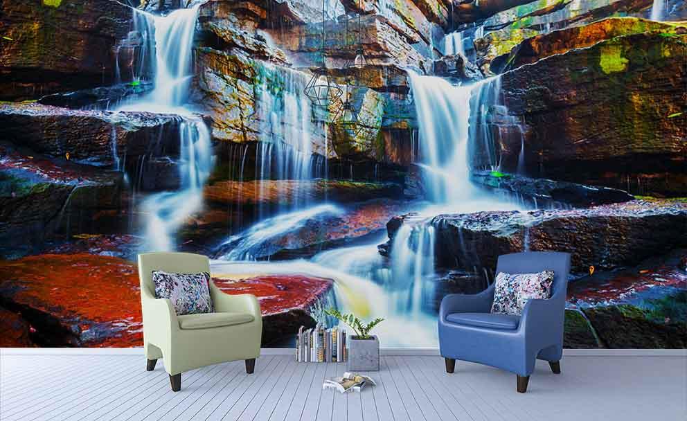 3D Mountain Waterfall Wall Mural Wallpaper 170- Jess Art Decoration