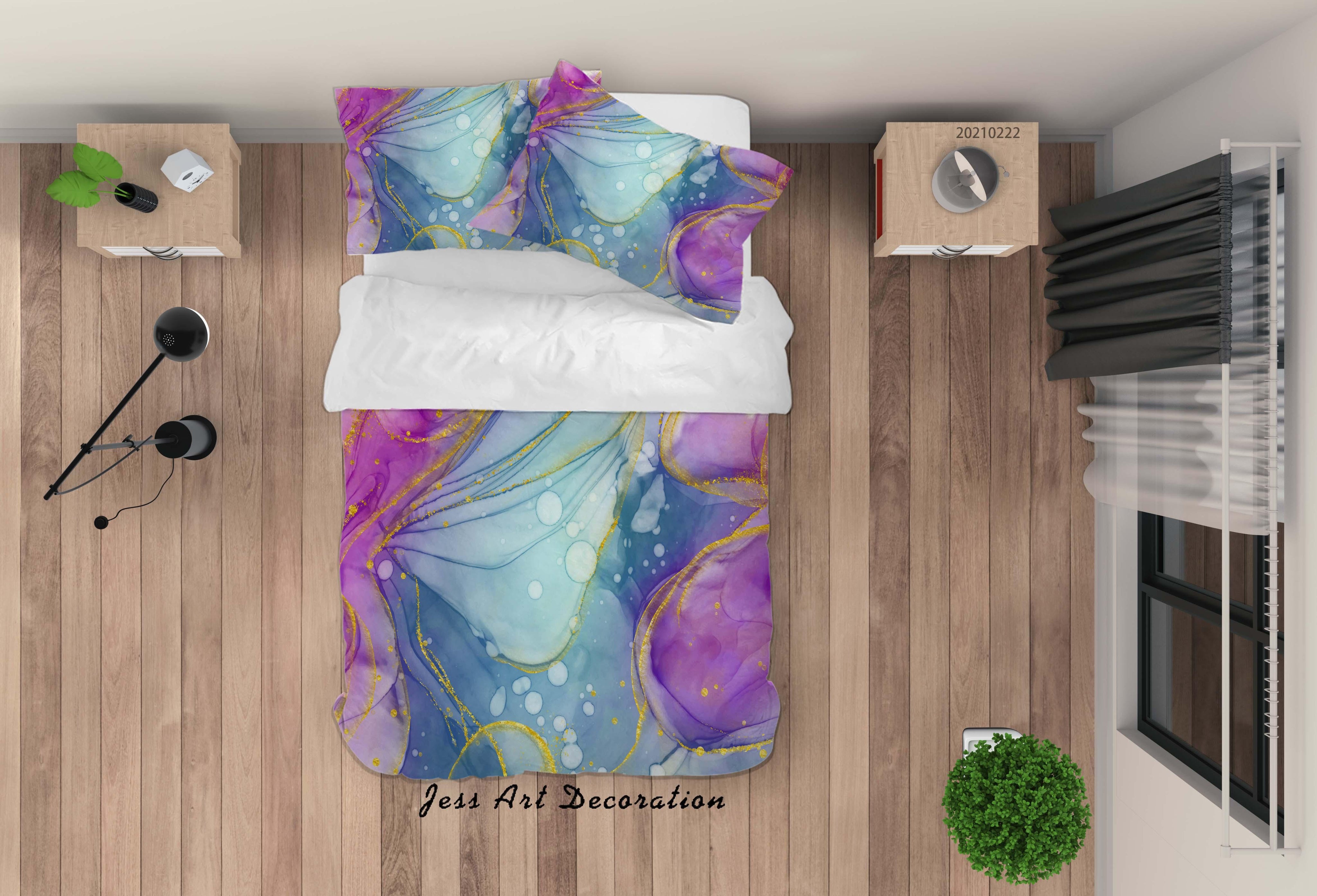 3D Watercolor Color Marble Quilt Cover Set Bedding Set Duvet Cover Pillowcases 171- Jess Art Decoration