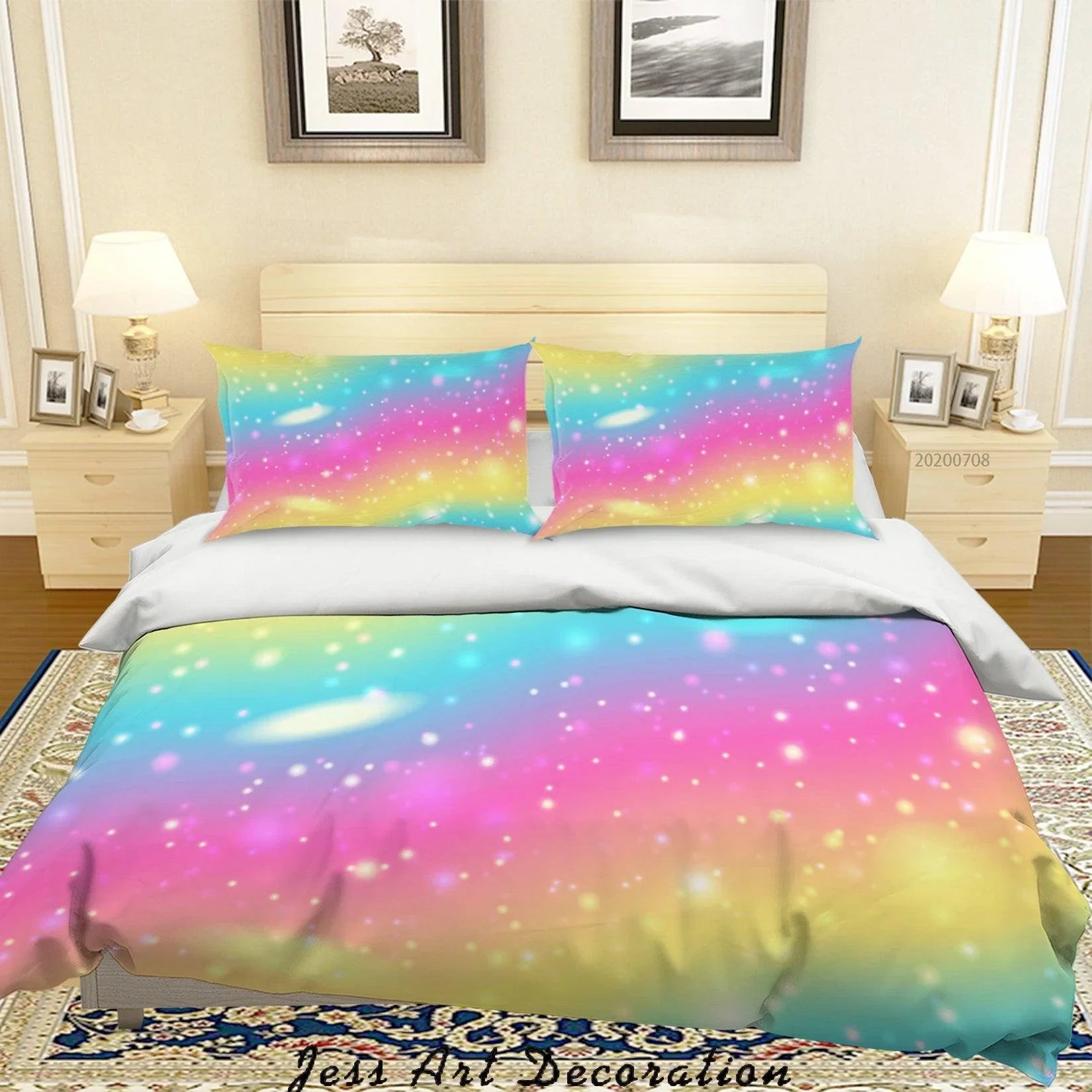 3D Gradient Star Rainbow Quilt Cover Set Bedding Set Duvet Cover Pillowcases SF11- Jess Art Decoration