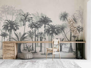 3D Grey Coconut Tree Forest Wall Mural Wallpaper GD 2753- Jess Art Decoration