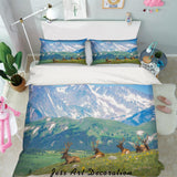 3D Mountain Grassland Elk Quilt Cover Set Bedding Set Pillowcases 15- Jess Art Decoration