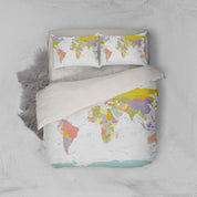 3D Colorful World Map Quilt Cover Set Bedding Set Pillowcases 05- Jess Art Decoration