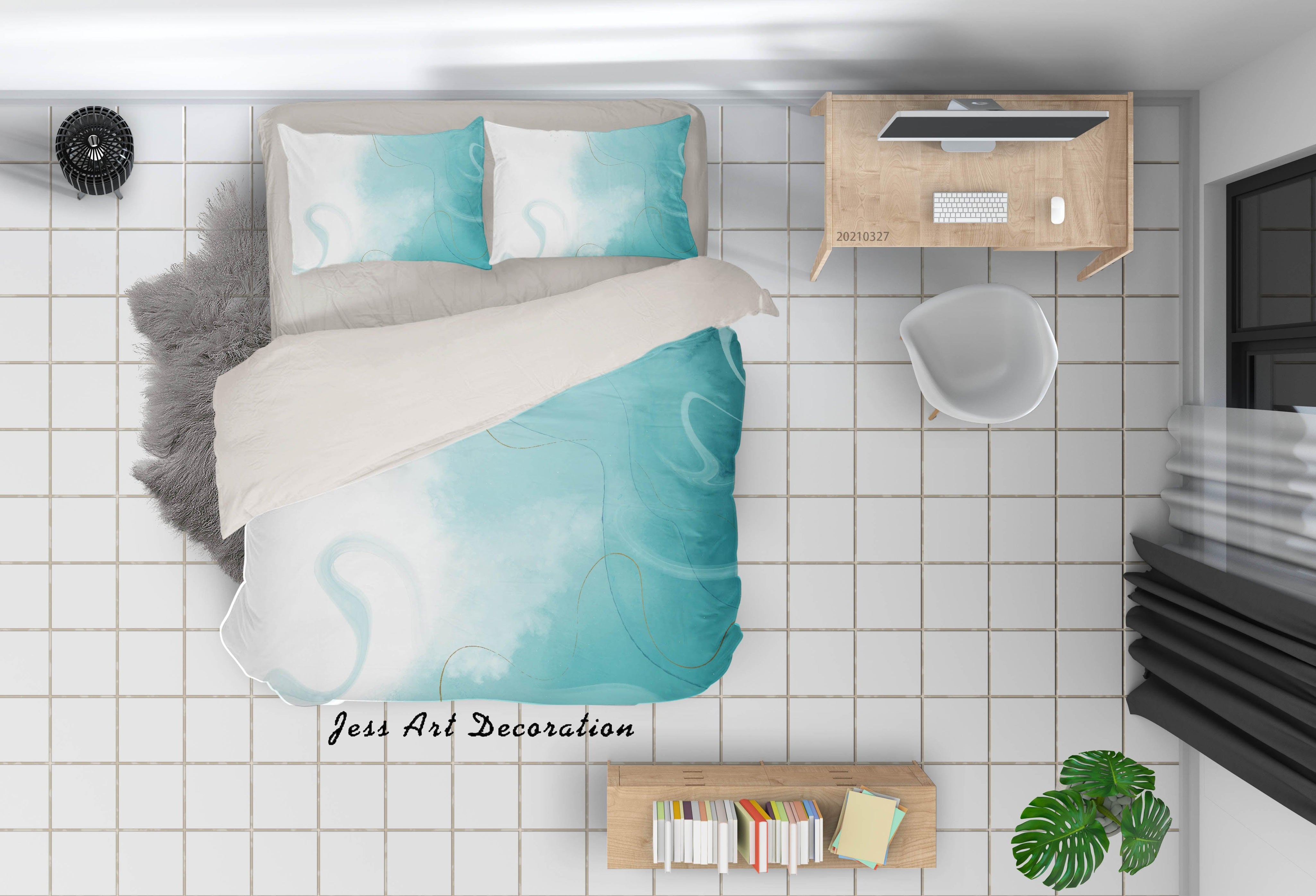 3D Watercolor Blue Marble Quilt Cover Set Bedding Set Duvet Cover Pillowcases 30- Jess Art Decoration