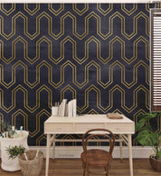 3D Abstract Gold Line Geometric Art Decoration Wall Mural Wallpaper 24 LQH- Jess Art Decoration
