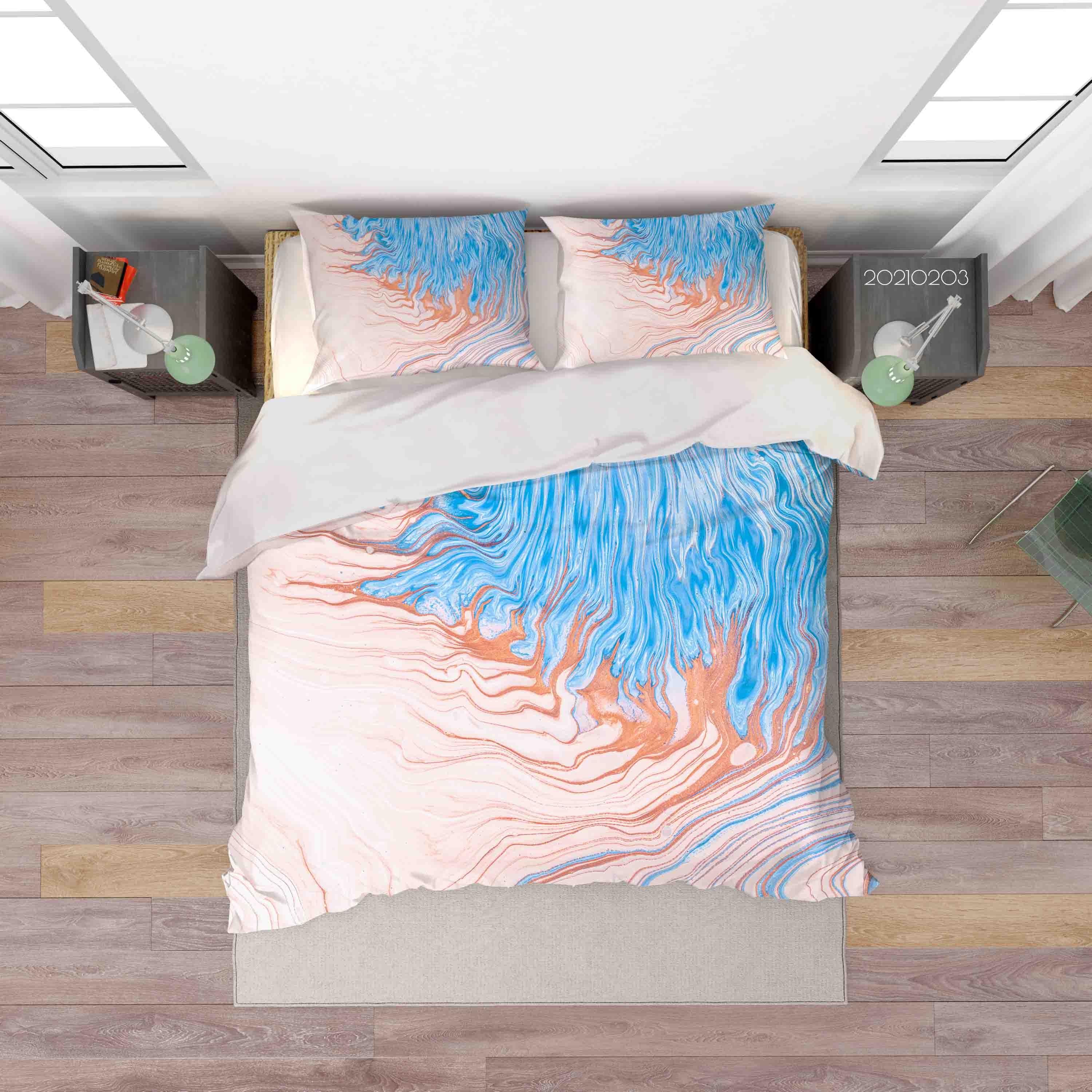 3D Abstract Blue Marble Texture Quilt Cover Set Bedding Set Duvet Cover Pillowcases 18- Jess Art Decoration