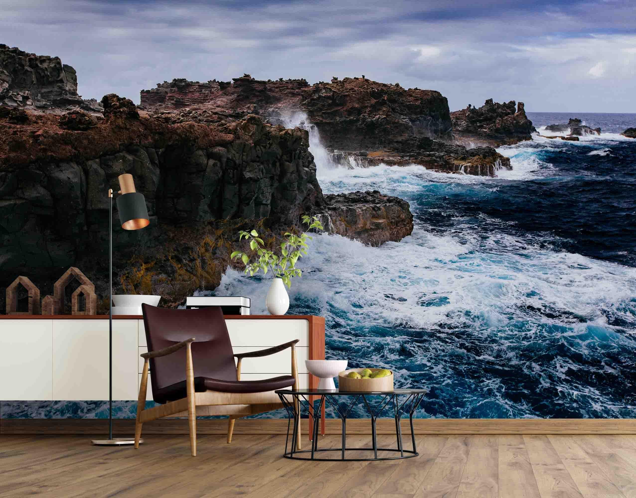 3D Blue Sea Seaside Rock Wall Mural Wallpa 66- Jess Art Decoration