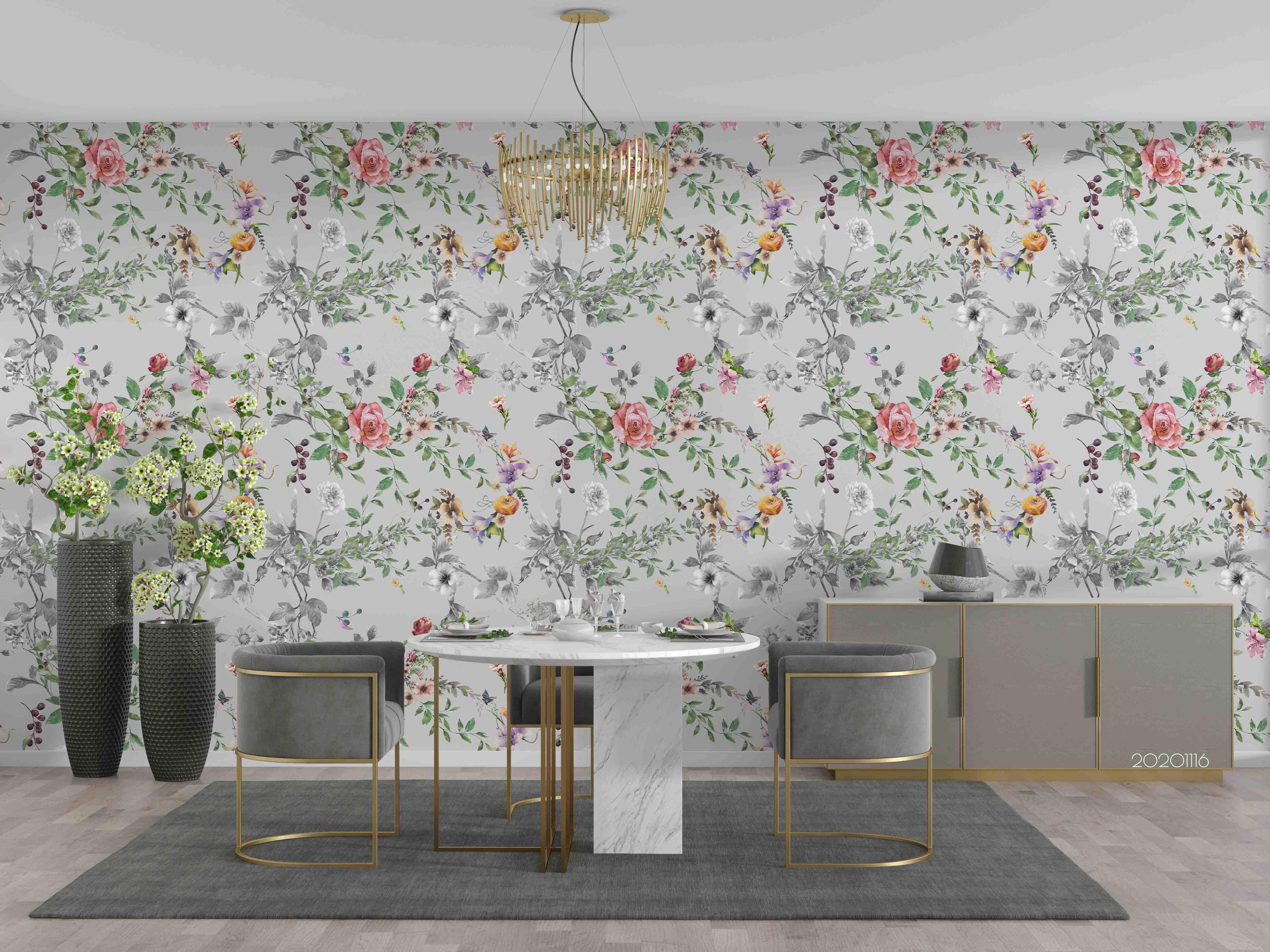 3D Watercolor Green Floral Leaves Wall Mural Wallpaper LQH 185- Jess Art Decoration