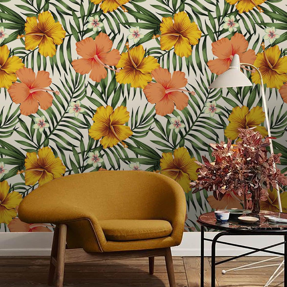 3D Yellow Flowers Leaves Wall Mural Wallpaper 13- Jess Art Decoration
