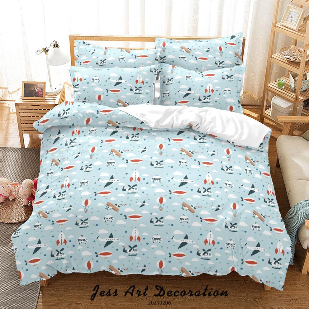 3D Hand Drawn Rocket Spaceship Airplane Quilt Cover Set Bedding Set Duvet Cover Pillowcases 142- Jess Art Decoration