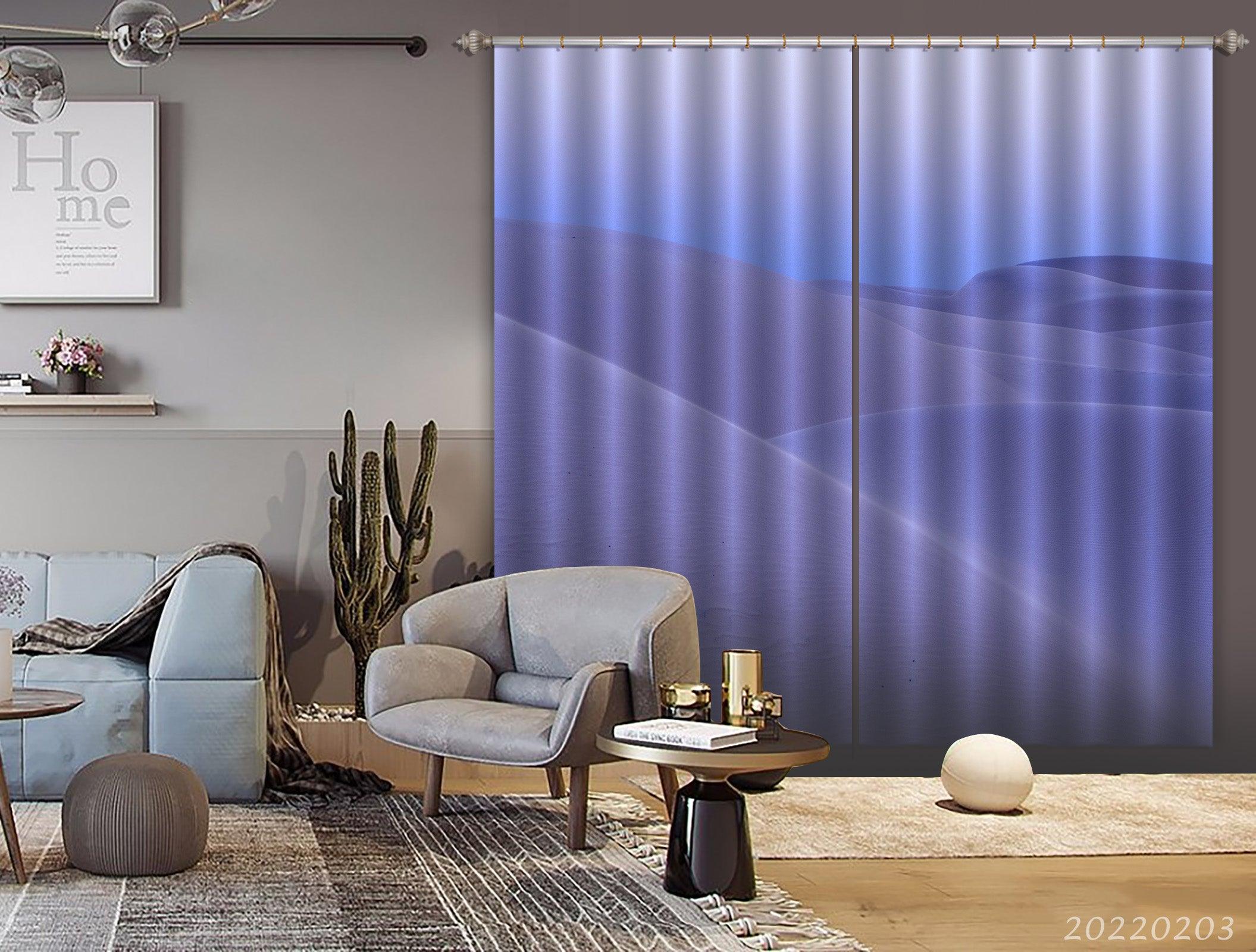 3D Abstract Blue Hills Pattern Curtains and Drapes GD 1108- Jess Art Decoration
