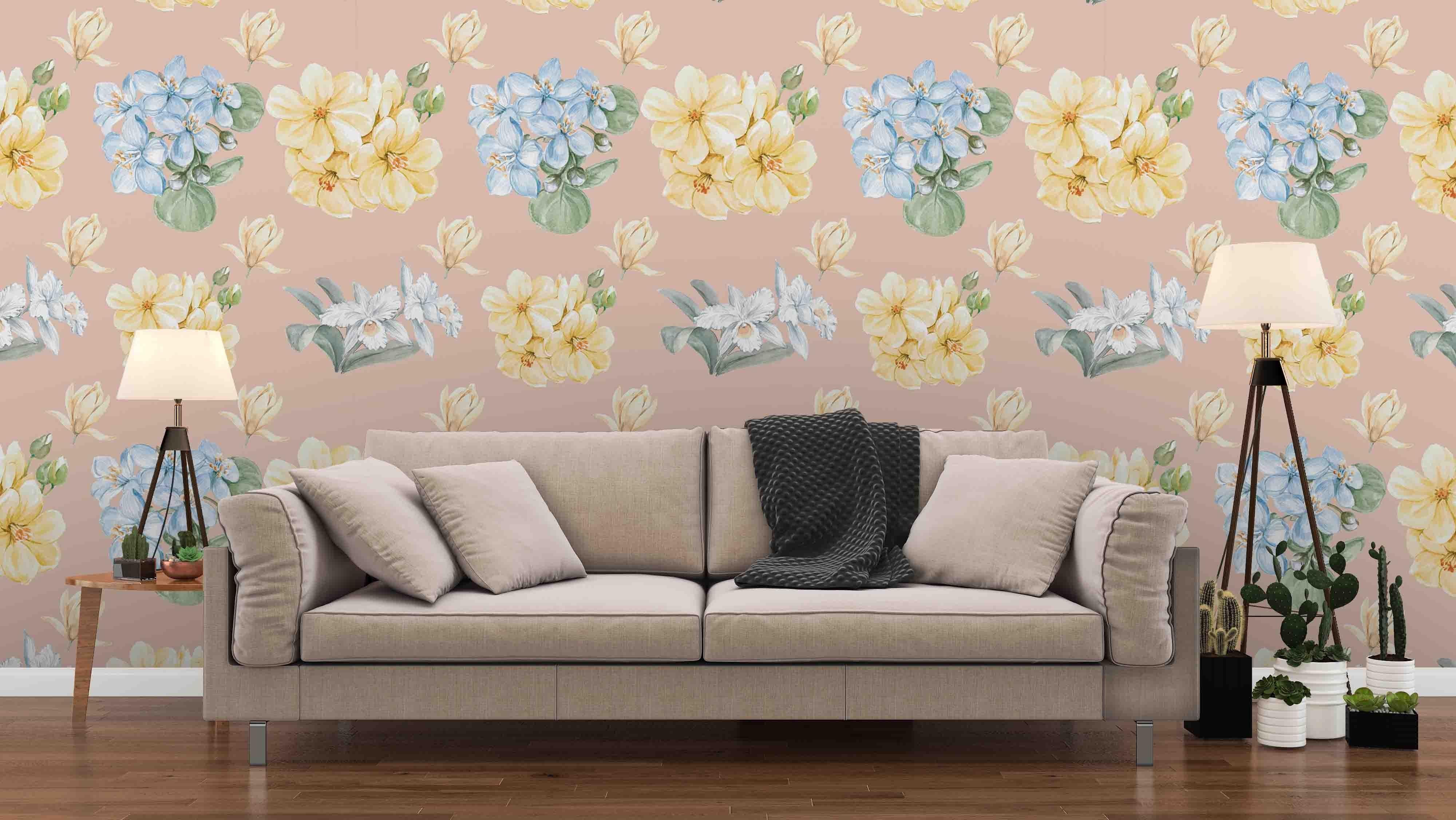 3D yellow flowers wall mural wallpaper 18- Jess Art Decoration