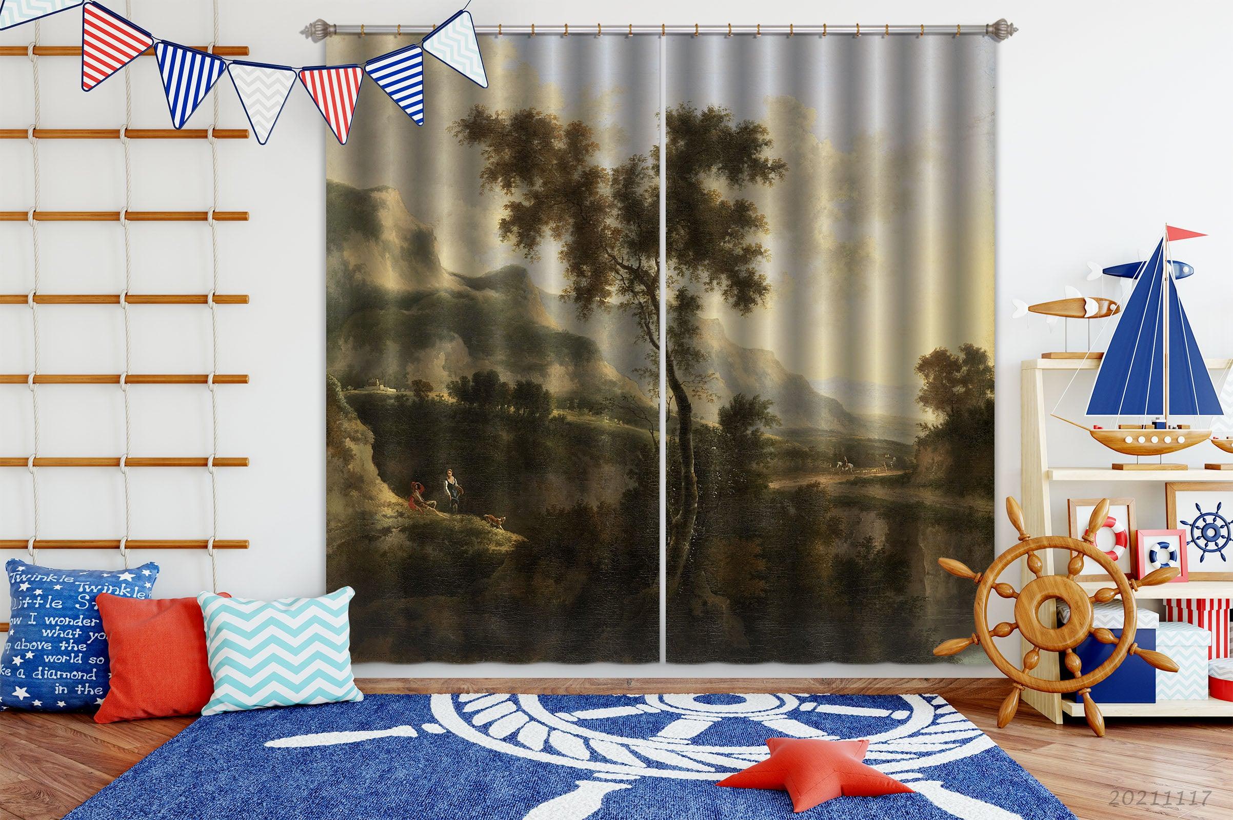 3D Landscape Oil Painting Curtains and Drapes LQH 183- Jess Art Decoration