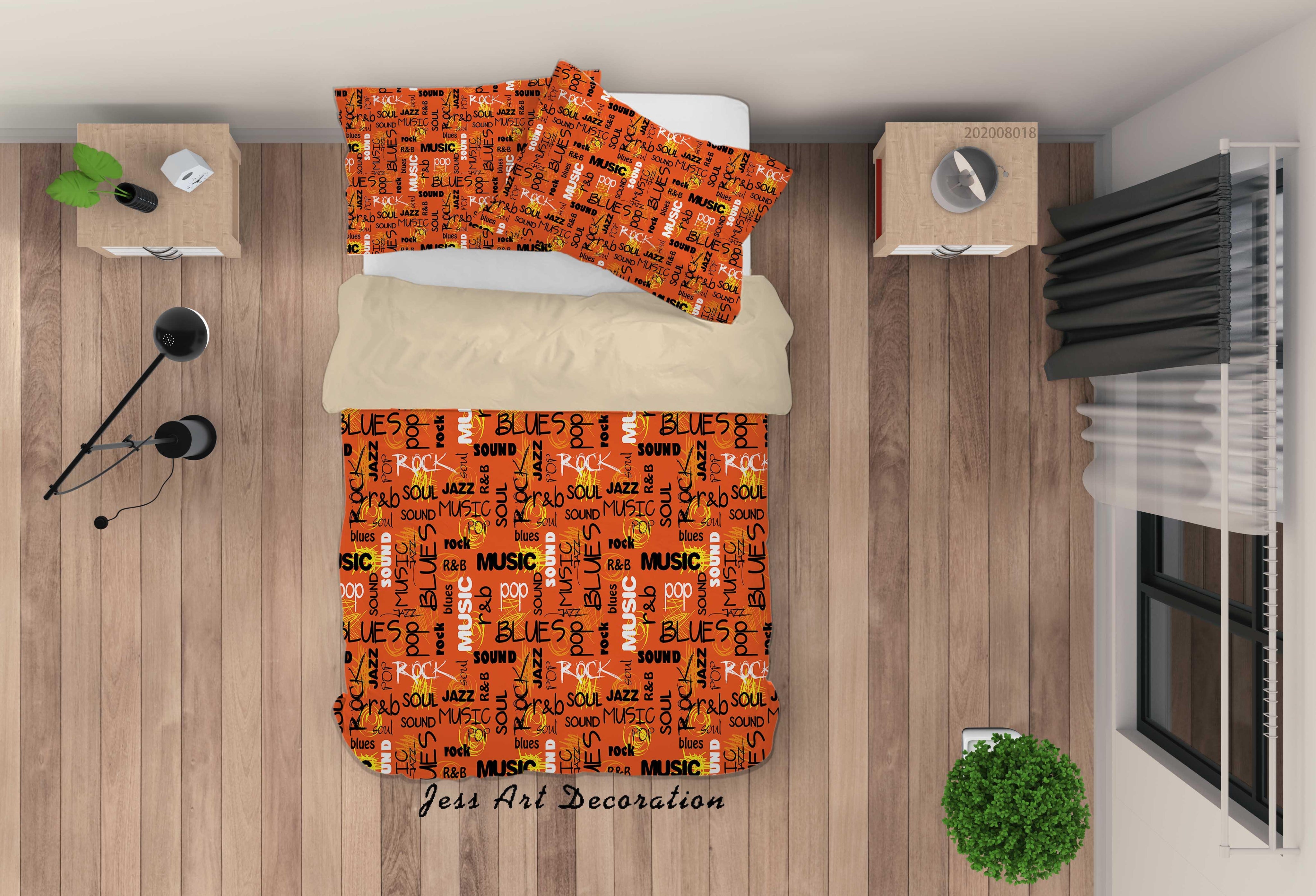 3D Vintage Letter Orange Quilt Cover Set Bedding Set Duvet Cover Pillowcases LXL- Jess Art Decoration